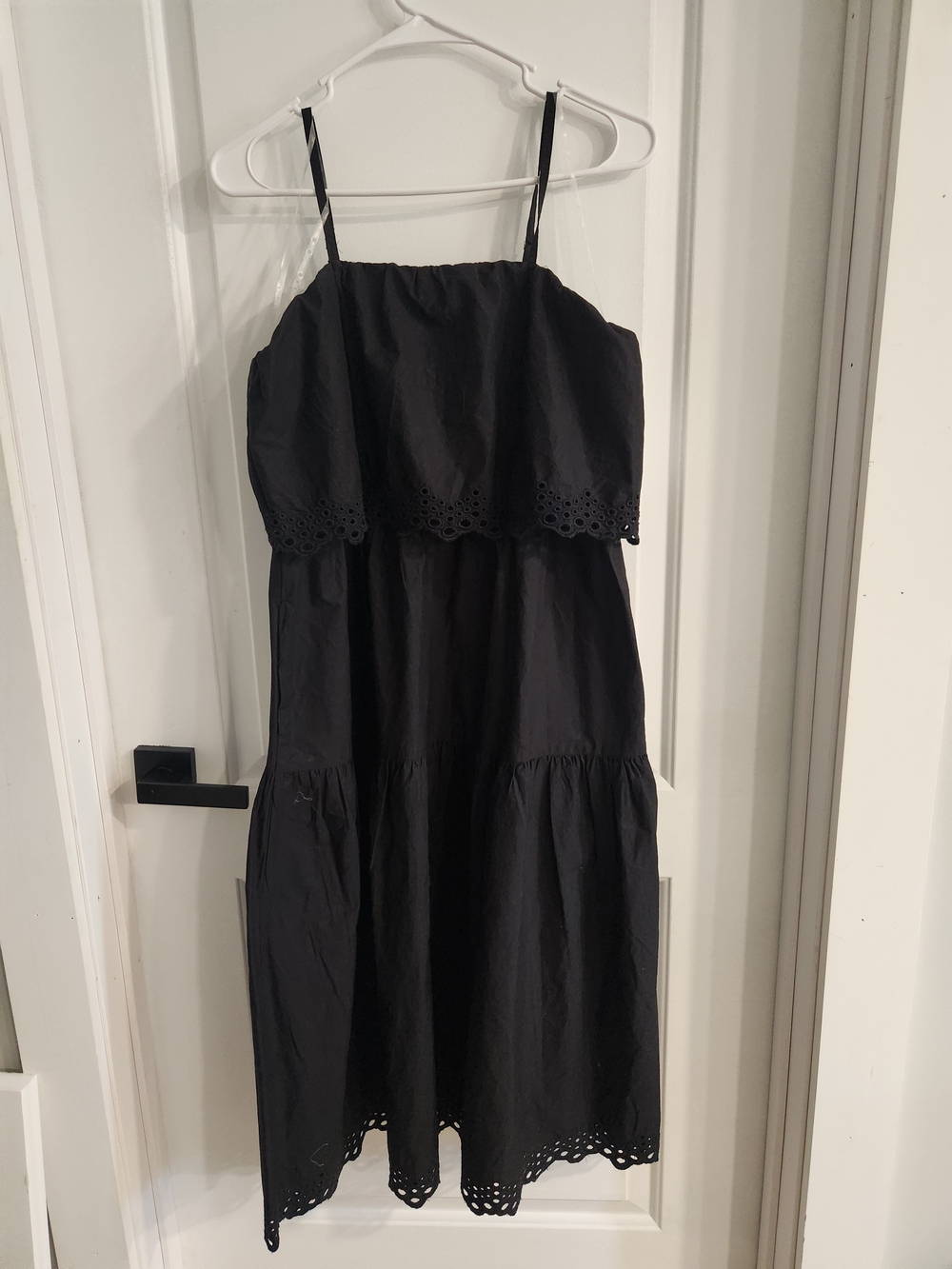 Time and Tru Black Eyelet Tiered Midi Dress